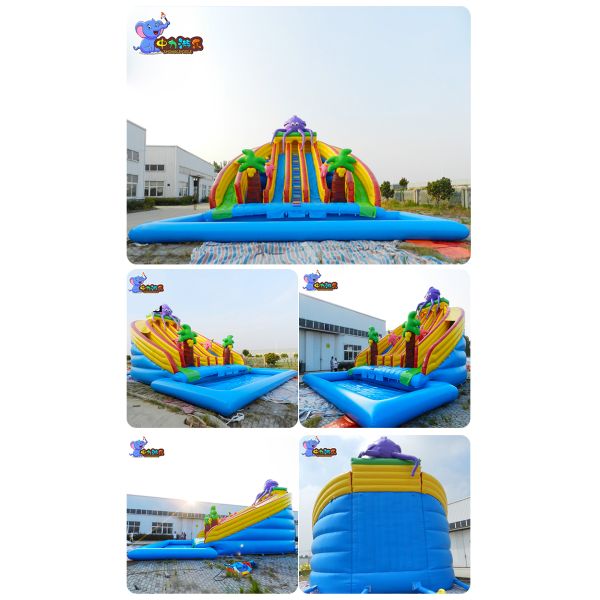 OEM 50 Foot Inflatable Water Slide Swimming Pool CE Certificated