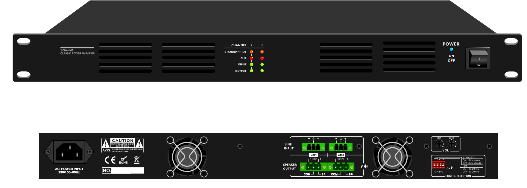 2-channel Mixer Amplifier Class D Amplifier 2×350w Multiple Applications OEM ODM Logo Customization