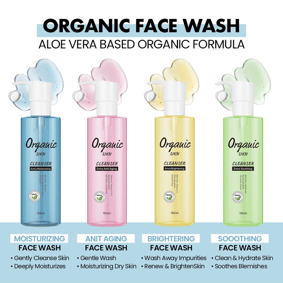 OEM ODM Organic Vole Vera based Facial Cleanser Hyaluronic Acid Vitamin C Skin Whitening Hydrate Jelly Facial Cleanser Amino Acid Facial Cleanser