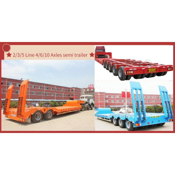 Semi-Trailer 150ton Heavy Duty 4 Line 8 Axle Low Bed Trailer with 32 Tyres and Gooseneck
