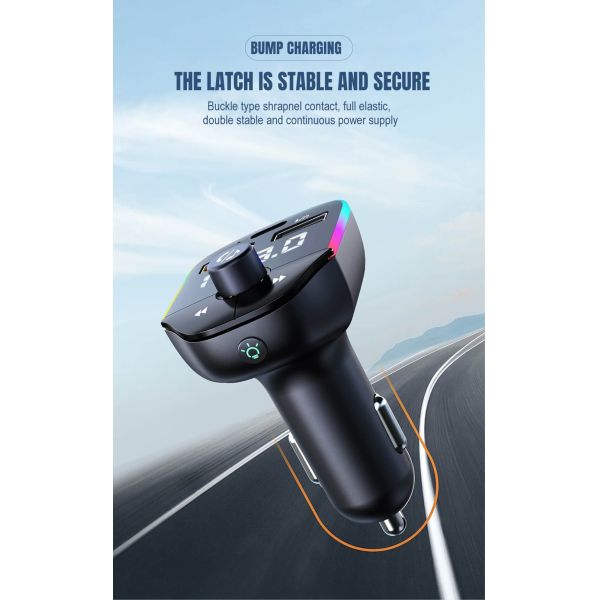 LED Display Bluetooth Car FM Transmitter Fast Charging Hands Free Calls