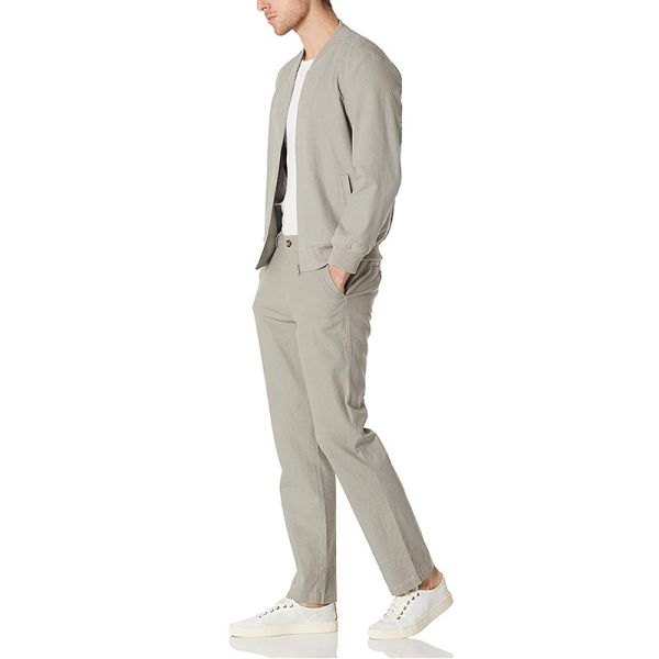 Outwear Zip Up Casual Linen Clothing Lightweight Stylish Bomber Jacket For Men