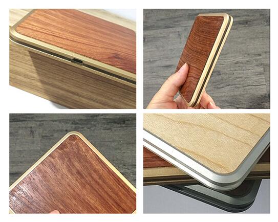 Mobile Phone Wood Qi Charger , Real Wood Aluminium Alloy Base Desk Qi Charger