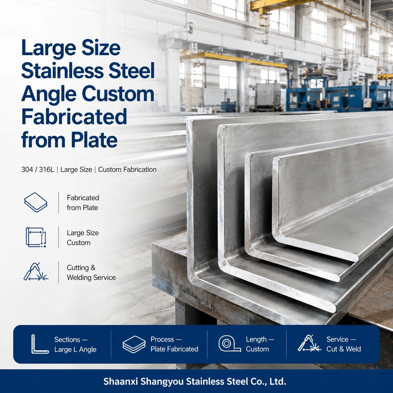  Large Size Stainless Steel Angle Custom Fabricated from Plate