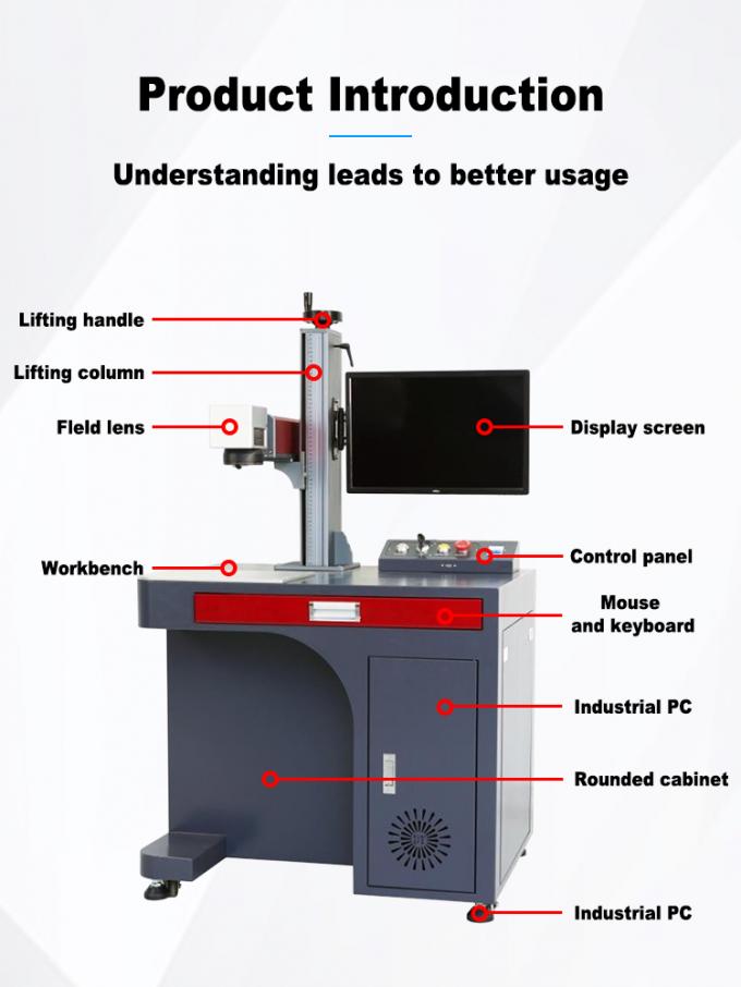 50W Power Desktop Fiber Laser Engraver with 0.001mm Repeat Accuracy and Wind Cooling for Metal Jewelry Marking