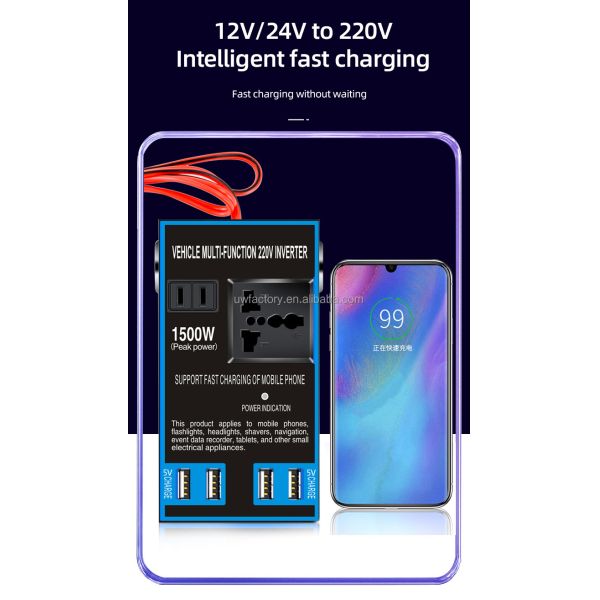 Modified Sine Wave Output 150W-200W Hybrid Grid Inverter DC 12V to AC 110V Inverter with Dual USB Ports and Type C