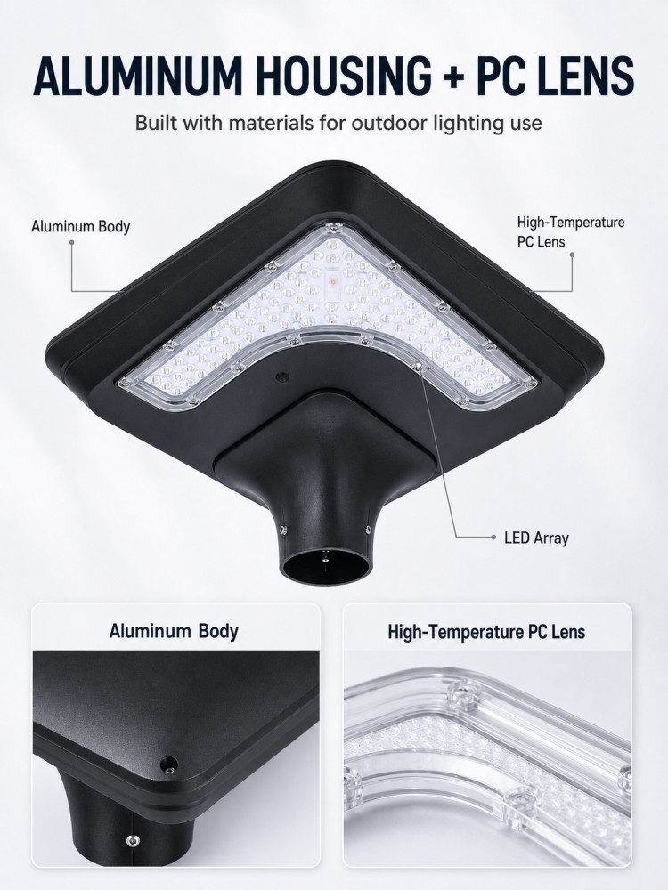 30W 50W Outdoor Solar Garden Lights Energy Saving For Driveways Courtyards And Parks