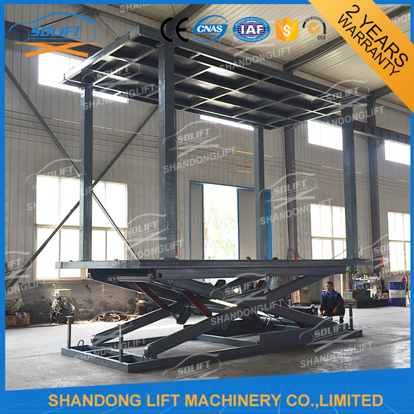 2 слоя складывать гидравлический Ссиссор двойной подъем автомобиля стоянки, голубой