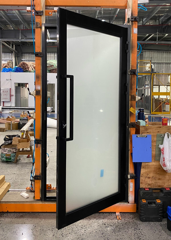 Australian Standard Black Aluminium Glass Entrance Door 