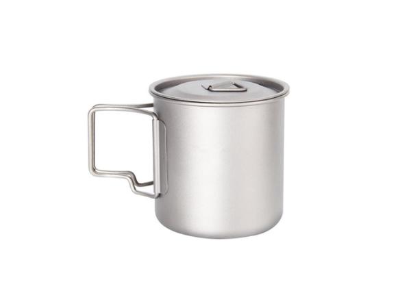 420ml Pure Titanium Cookware Ultralight Titanium Camping Pot Cup 90g Weight