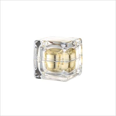 Luxury PMMA Plastic Lotion Jars With Lid Square Cream Jar Double Layer 15g 30g 50g