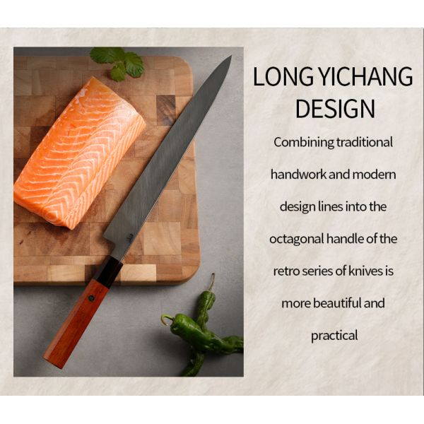 300mm Yanagiba Sushi Knife with Aogami Blue Steel #2 Core, DLC Coating, and Single Bevel Edge