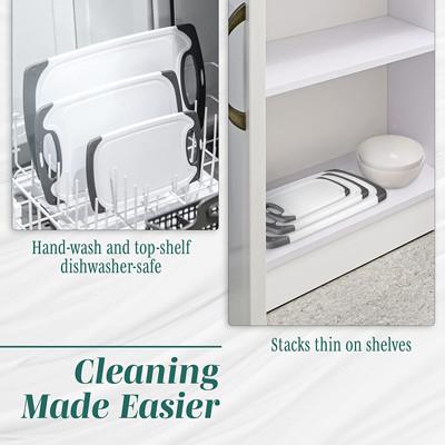 Dishwasher Safe Plastic Kitchen Cutting Board With Easy-Grip Handles