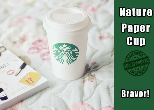 Thermal Starbucks Paper Coffee Cups 16 Oz White Color High Smoothness