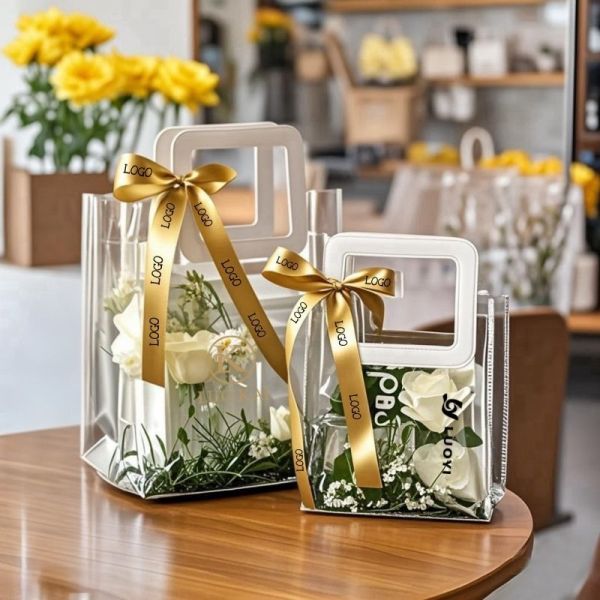 Customizable Food-Grade Transparent/Frosted Flat Satchel Self-Sealing  Plastic Bags Carry Handle For Food Packaging