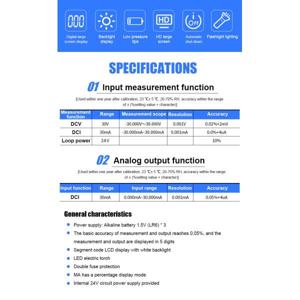 High Precision Voltage Current Loop Calibrator Handheld Auto Signal Generator current loop calibrator