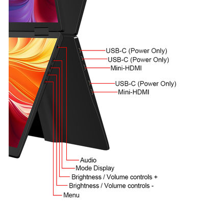 Matte 1200P FHD Portable Foldable Monitor IPS 16:10 Driver Free Folding Computer Screen