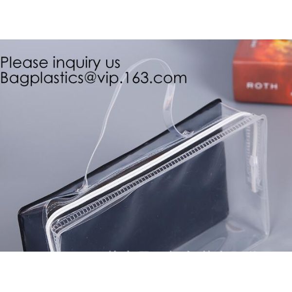 Makeup Bag Cosmetic Bag Travel Toiletry Bag Waterproof Makeup Zipper Portable Transparent Pouch Set - Black, bagease pac