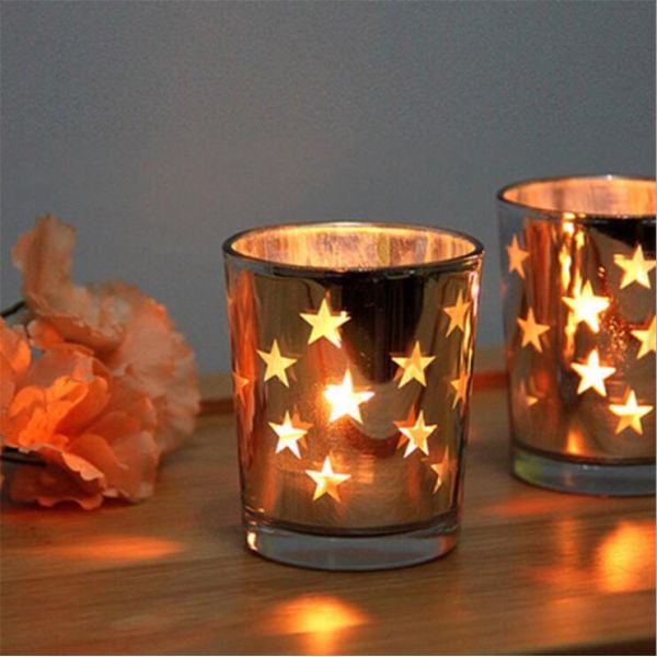 Star candle holder mercury glass candle holder/jar/cup tealight candle holder for wedding gift