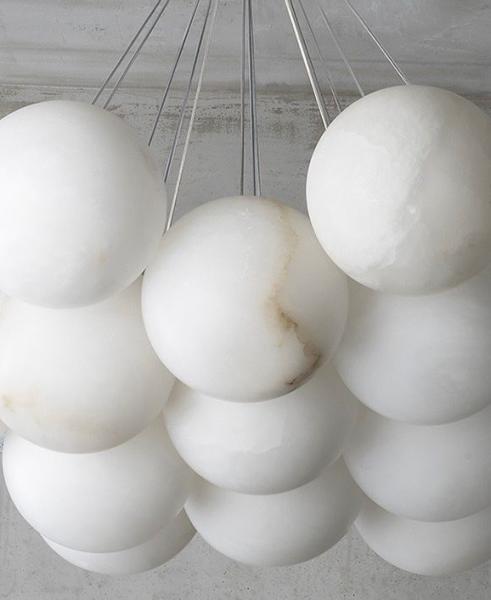 Custom Round Alabaster Ball Stairs Decorative Chandelier Natural Marble Led Chandelier Lighting