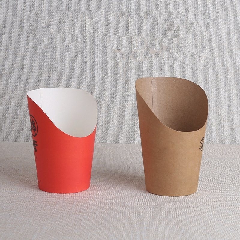 Double Corrugated Paper Cup Eco Friendly 14oz / 16oz Kraft Fast Food Box for Takeaway
