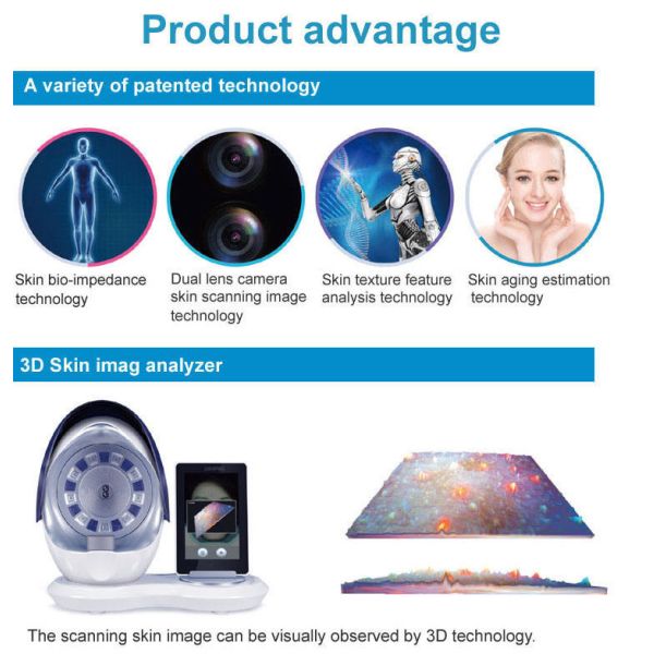 12 Megapixel 4D 8D Magic Mirror Skin Analyzer Equipment Dual Cameras