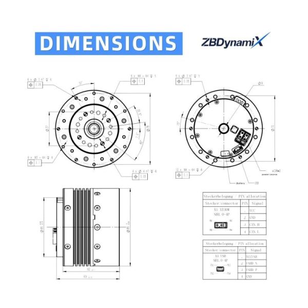 ZBDynamiX ZPA76-15-25-D Integrated Planetary Joint Actuator | 90 Nm Peak Torque, 25:1 Ratio, OD 85 mm