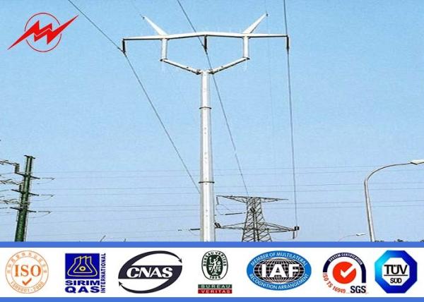 Hot Dip Galvanized Medium Voltage Electrical Transmission Poles With Insulator
