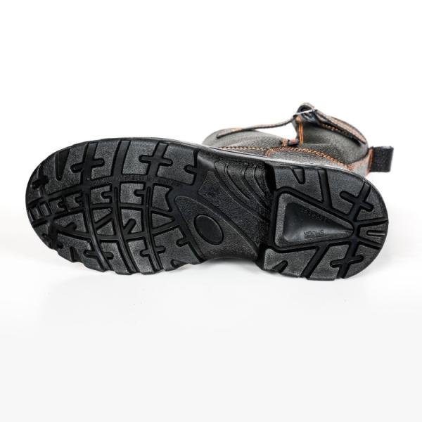 Shengjie Black Fabric Embossed Cow Leather High Cut Heal Lace Up With Steel PU Sole Protective Safety Shoes