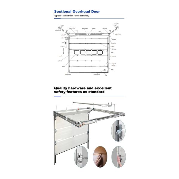 Puertas seccionales de acero aisladas de 50 a 80 mm de grosor Comerciales con ventilación opcional y aislamiento de espuma de poliuretano