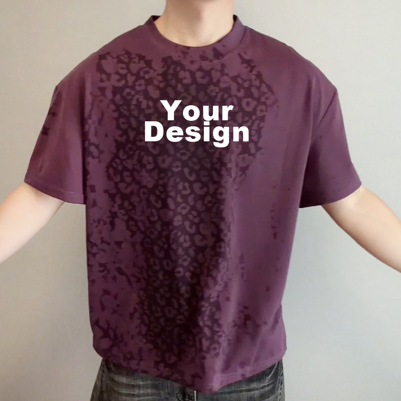 Unisex Leopard Print Color Changing T-shirt, Sweat Activated Short Sleeve Tee, Summer Casual