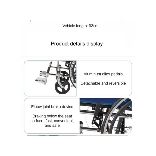 20 Inch Manual Wheelchair for Disabled People Made of Professional Standard Steel