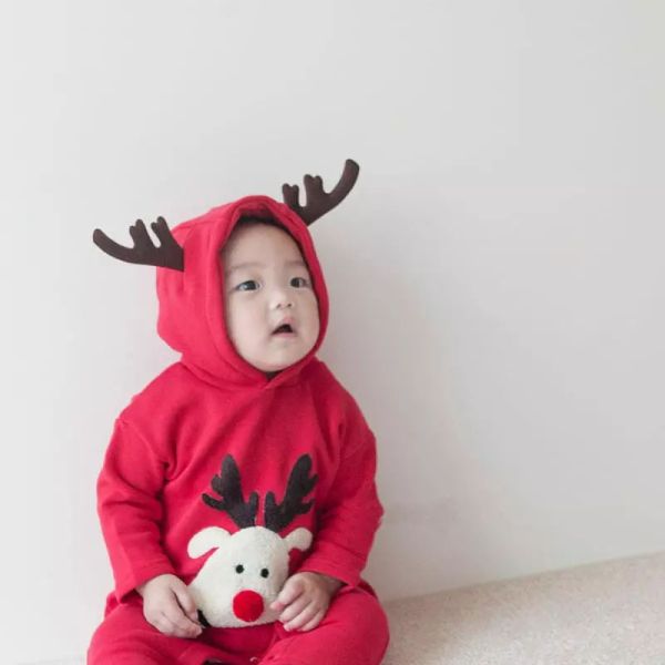 Baby Girls boys Christmas romper infant long sleeve deer jumpsuit for christmas baby hooded deer rompers