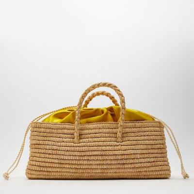 Cesta desproporcionado macia Straw Tote Bag With Rounded Handles da praia