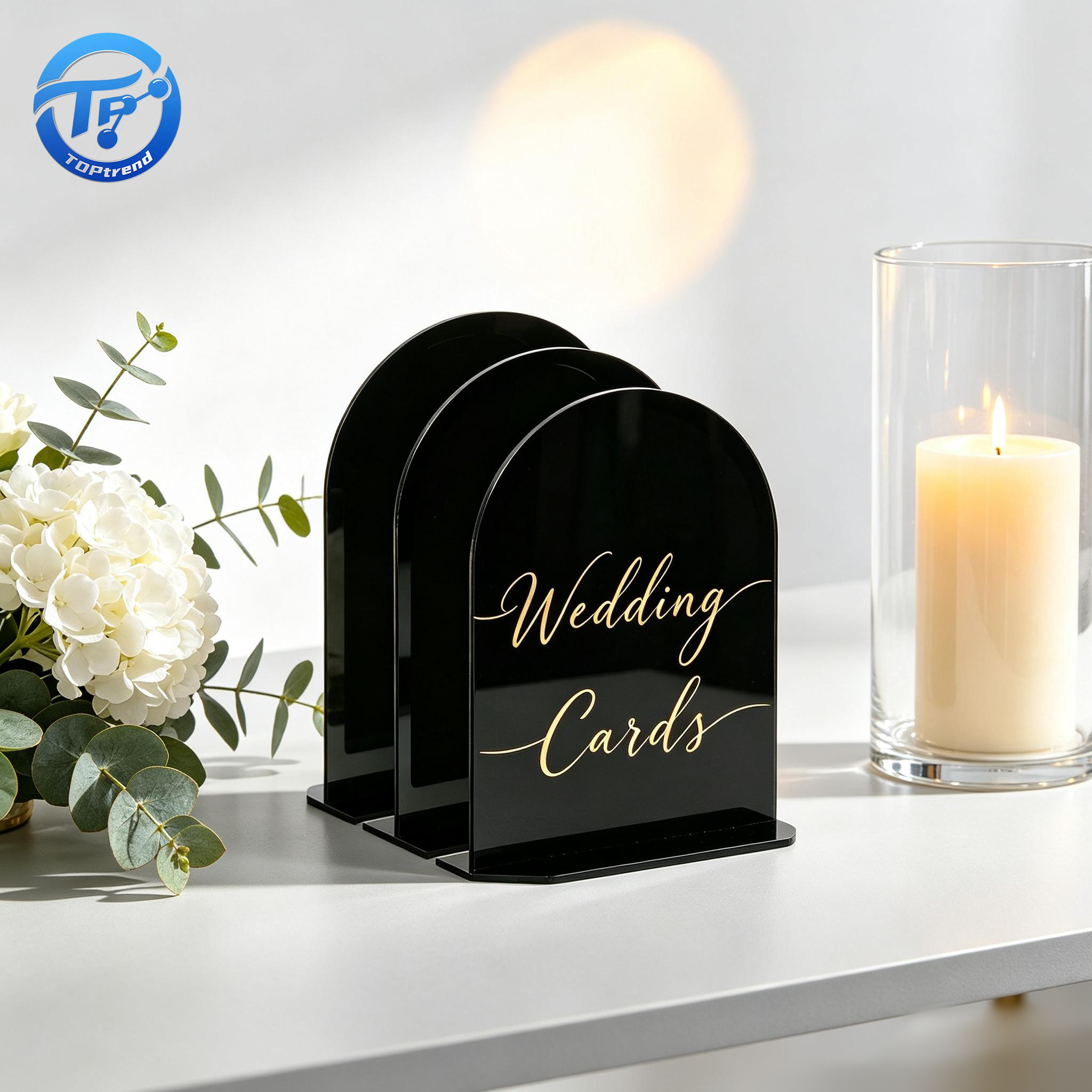 Black Arched Acrylic Table Sign Customized Wedding Reception Table Number Decor