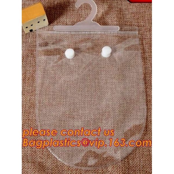 reusable transparent hanger hook plastic bags,degradable d2w hdpe/ldpe die cut / punch handle plastic door hanger bags