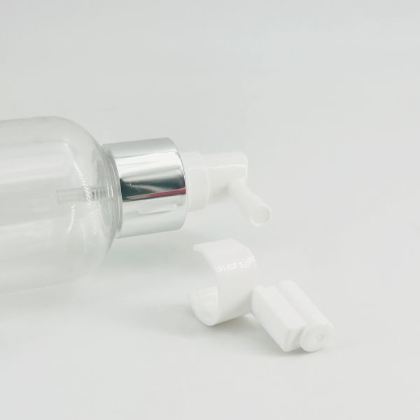 24mm 24/410 Silver Aluminum Plastic Long Nozzle Oral Nasal Mist Spray Pump Head