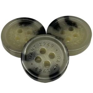 26L Engraved Logo Fake Horn Button With Rim 4 Hole Brown Color