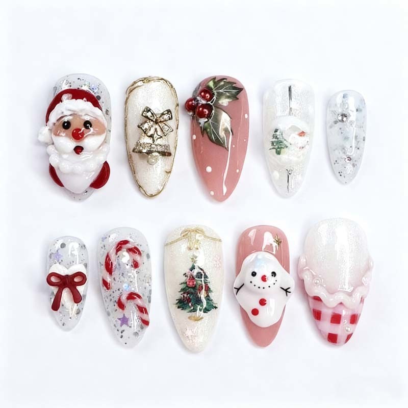 Wholesale Christmas Tree Holiday Press On Nails Decorative False Nails