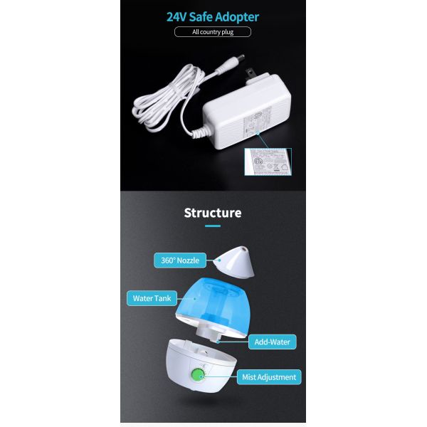 Silent 1.0-2.5L Capacity Humidifier for Home and Baby Room Water Shortage Protection