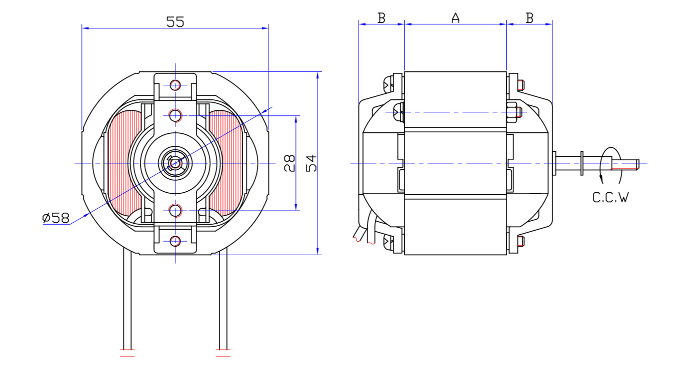 AC Series Motor 400g.cm 65W 100~240V Shaded Pole Motor KG-5830M24