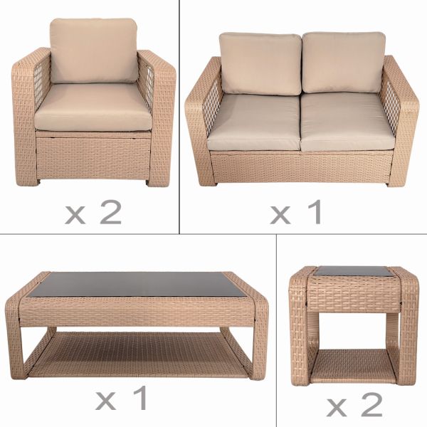 2026 New Developed  Metal Frame Indoor Outdoor Rattan Garden Patio Balcony Conversation Sofa Set