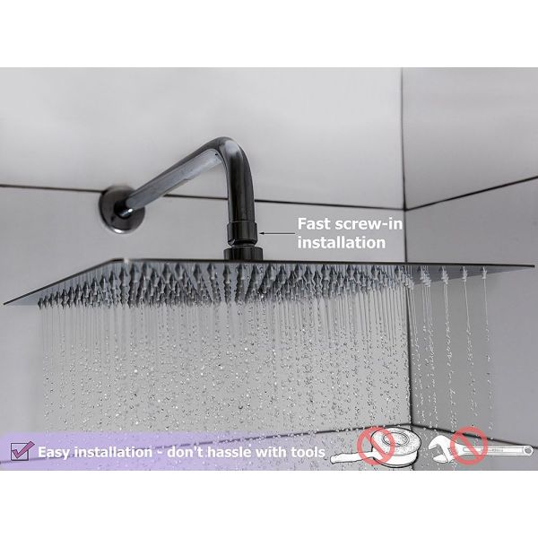 High Pressure Rain Shower Head With Adjustable Extension Arm And Handheld Function Hot Cold Water
