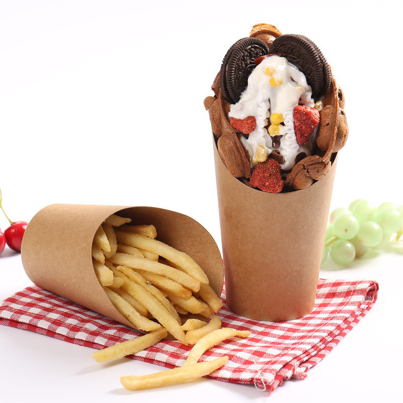 Custom Logo Kraft Paper Box for Food Grade French Fries Packaging Box