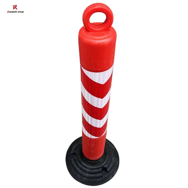 Roadsafe Divider High Flexible PU Warning Post Delineator Flexible Warning Posts With Rubber Base 