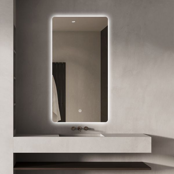 Wall Mounted Fogless Bathroom Mirror Shatterproof Rectangular Backlit Anti Fog Bathroom Mirror