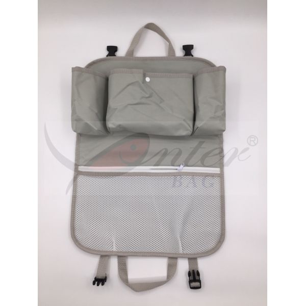 Beige 420D Polyester Mens Hanging Travel Toiletry Bag Foldable 13.8