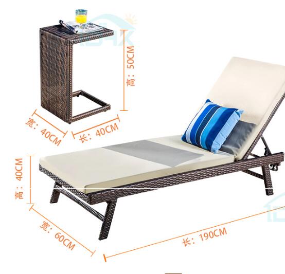 PE Rattan Leisure Chaise Lounge chairs Aluminium Outdoor Garden wicker patio beach chair