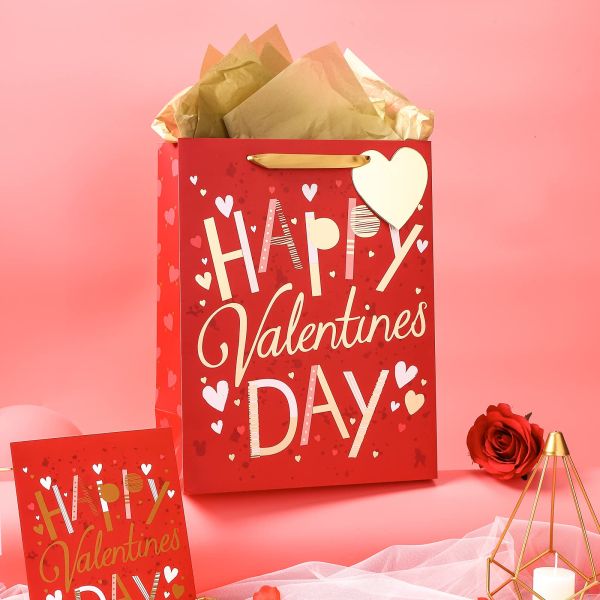 Full Print Competitive Special Valentine's Day Luxury Red Gift Shopping Paper Bags