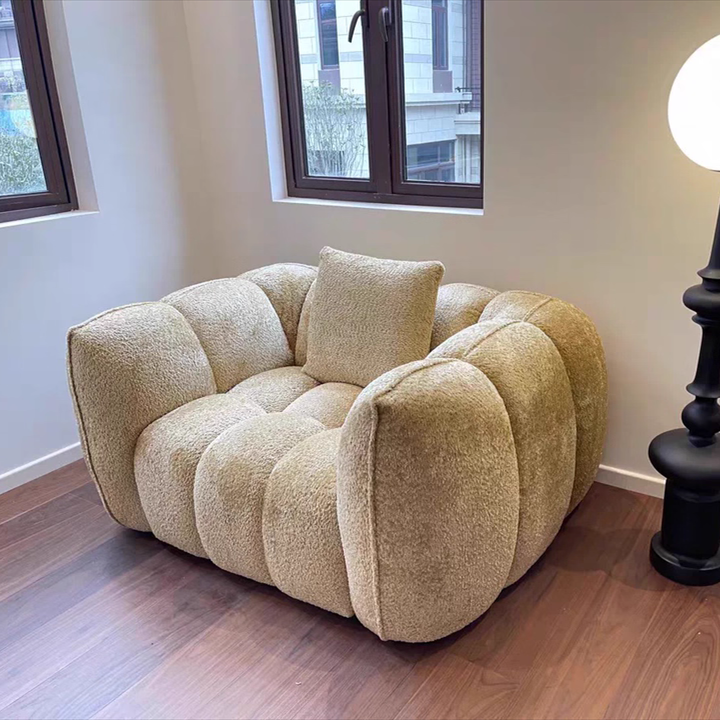 OEM Single Seat Square Upholstered Full Sponge Leisure Fabric Reclining Lounge Sofa Chair Compressed Sofa for Bedroom Living
